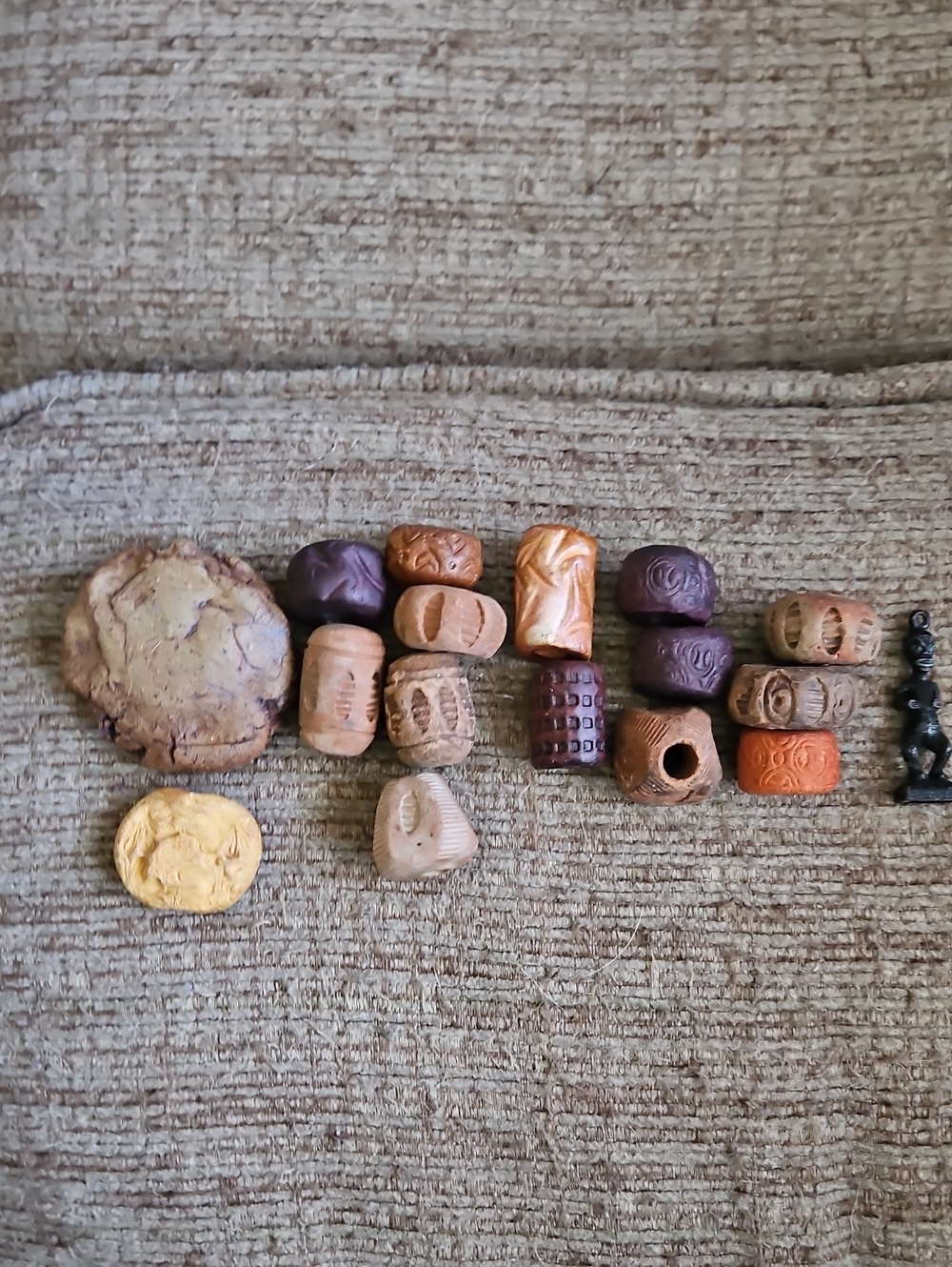 Handcrafted Assorted Clay and Wood Beads Set - Brown, Tan, Orange